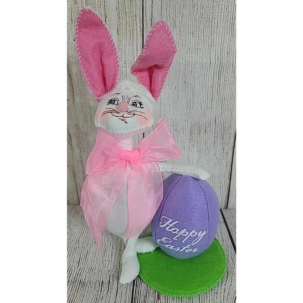 Annalee Dolls Felt Happy Easter Bunny Figure Pink White Purple Egg 6" 2018 New